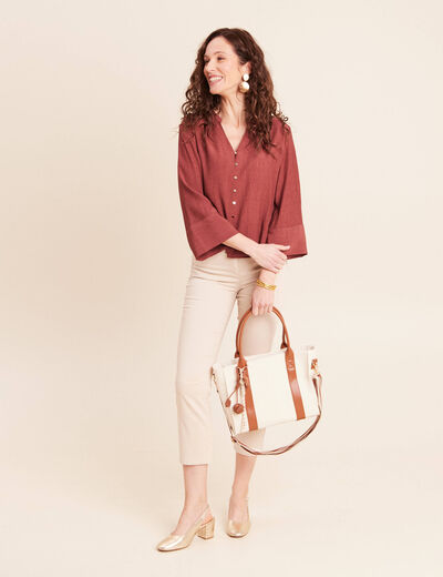Pantalon magique Le L&eacute;ger coupe droite sable femme