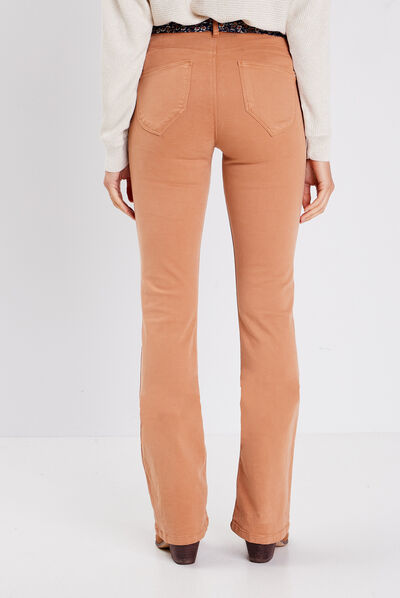 Pantalon bootcut ceinturé marron clair femme