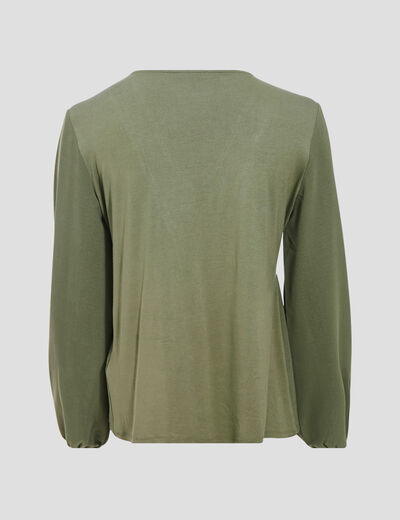 T-shirt manches longues vert kaki femme