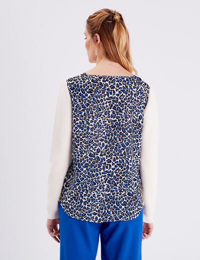 Pull manches longues bleu electrique femme