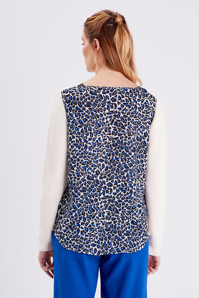 Pull manches longues bleu electrique femme