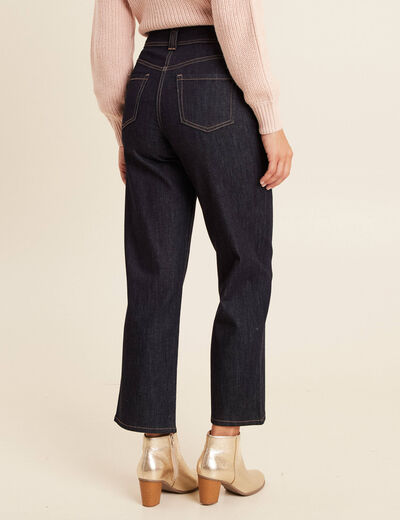 Jean coupe large 7/8&egrave;me taille haute denim brut femme