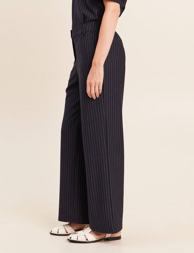 Pantalon large 7/8&egrave;me bleu femme