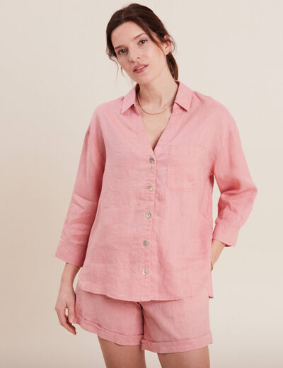 Chemise manches 3/4 vieux rose femme