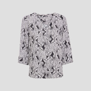 Blouse manches 3/4 noir femme