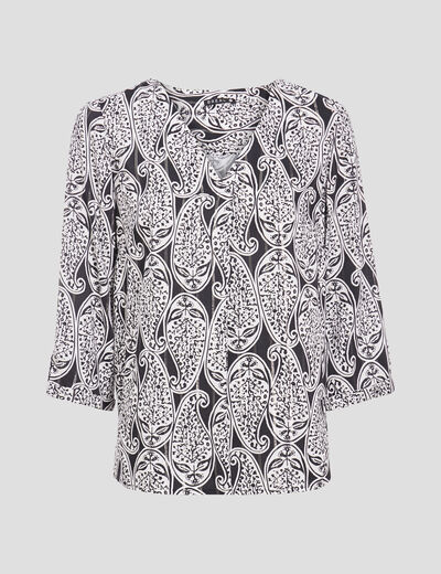 Blouse manches 3/4 noir femme