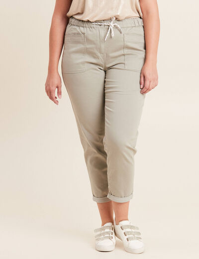 Pantalon coupe mom 7/8&egrave;me vert clair femme