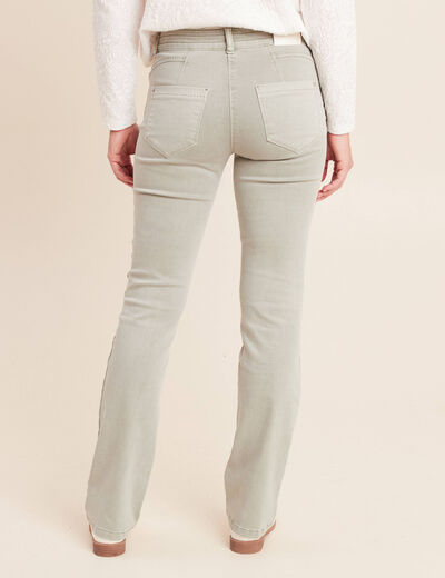 Jean coupe droite taille bascul&eacute;e vert clair femme