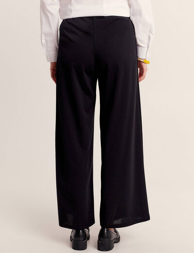 Pantalon coupe large &agrave; pont noir femme