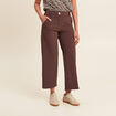 Pantalon large pinces marron femme