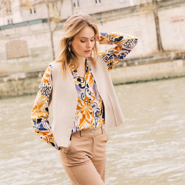 Gilet sans manches couleur or femme
