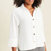 Chemise col chemise manches 3/4 ecru femme