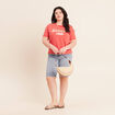 T-shirt col rond manches courtes rose femme
