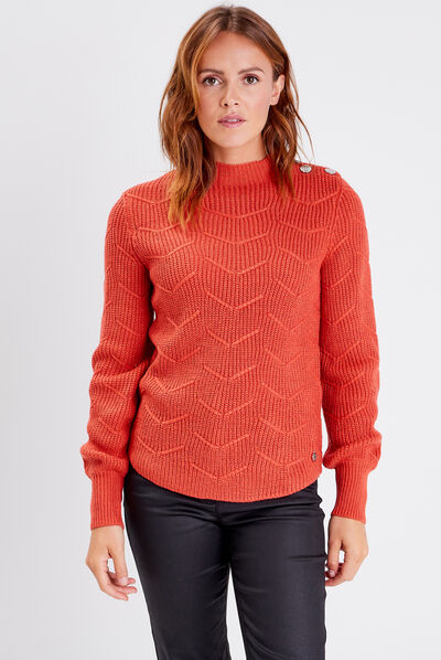 Pull manches longues rouge femme