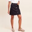 Jupe courte trap&egrave;ze en jean denim brut femme