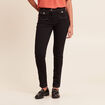 Jean ajust&eacute; taille haute longue noir femme