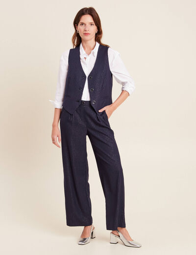 Pantalon large 7/8ème bleu foncé femme