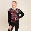 Pull manches longues sequins noir femme