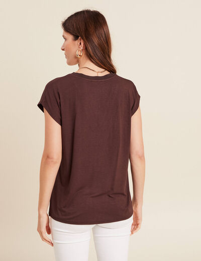 T-shirt manches courtes marron femme