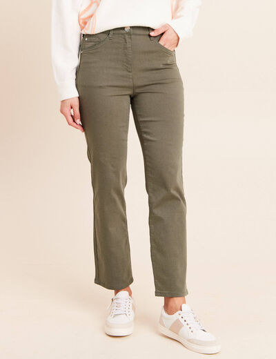 Pantalon magique Le L&eacute;ger coupe droite vert kaki femme