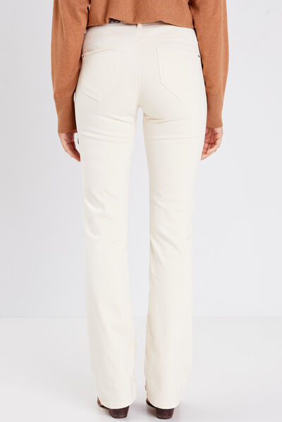 Pantalon bootcut ceinturé ivoire femme