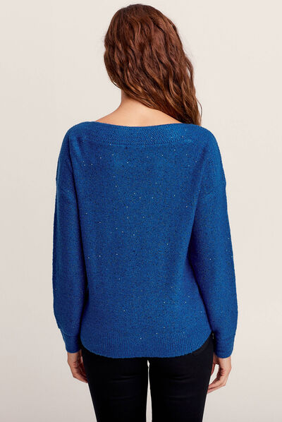 Pull manches longues bleu electrique femme