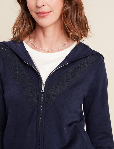 Gilet avec capuche bleu marine femme