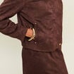 Veste col montant doubl&eacute;e marron fonc&eacute; femme