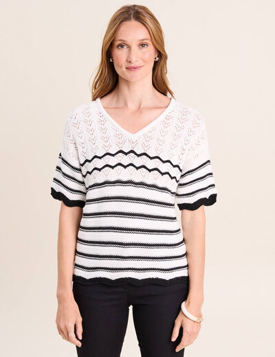 Pull col v noir femme
