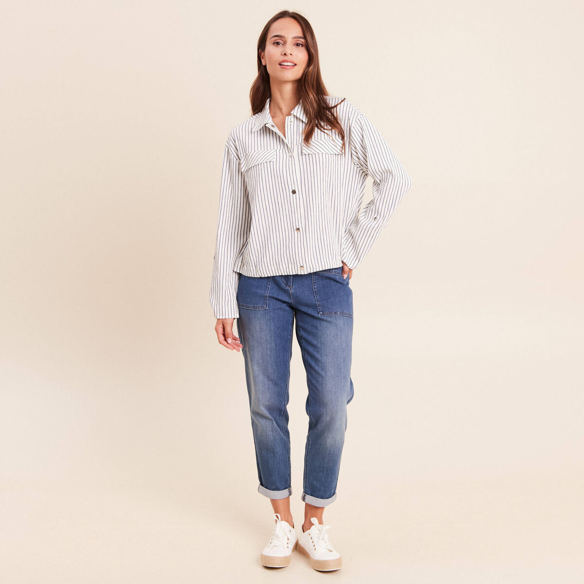 Chemise fluide manches longues bleu femme