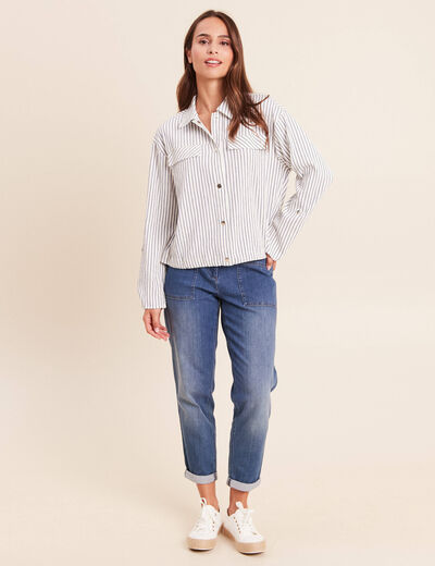 Chemise fluide manches longues bleu femme