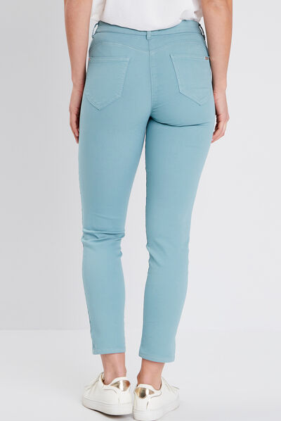 PANTALON LÉGER TAILLE BASCULÉE 7/8ÈME bleu canard femme