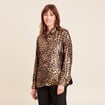 Chemise droite mi-longue brillante noir femme
