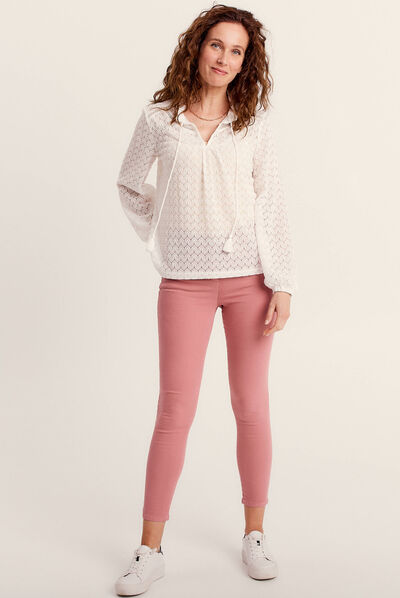 Pantalon léger taille standard 7/8ème rose femme