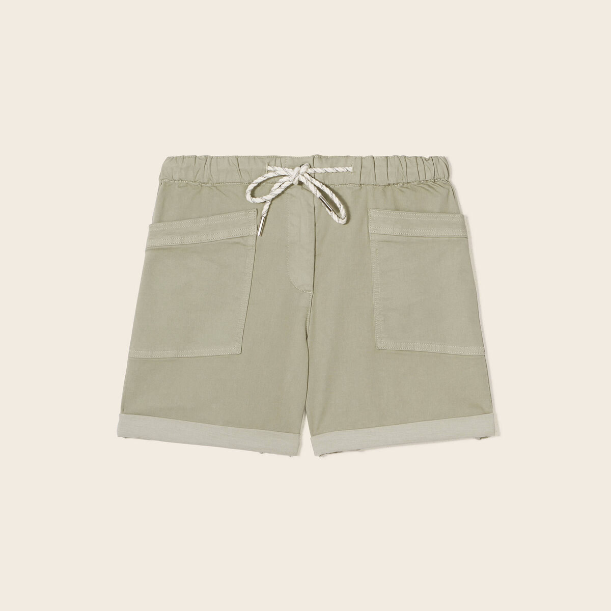 Short droit taille élastiquée vert clair femme