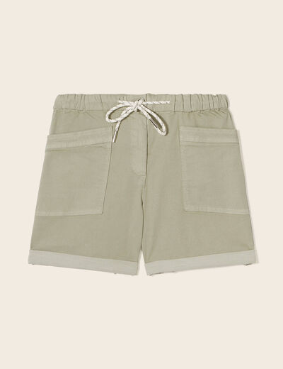 Short droit taille élastiquée vert clair femme
