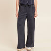 Pantalon large taille haute bleu fonc&eacute; femme