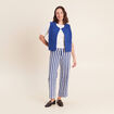 Gilet sans manches bouclette poches bleu fonc&eacute; femme