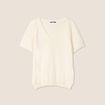 Pull col V manches courtes ecru femme