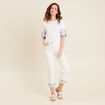 T-shirt manches courtes brodé blanc femme
