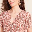 Blouse fluide manches courtes orange femme