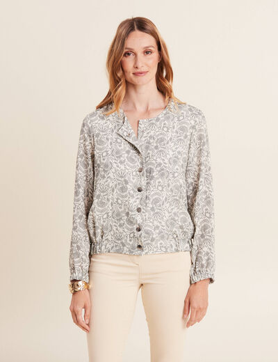 Veste droite boutonnée vert olive femme