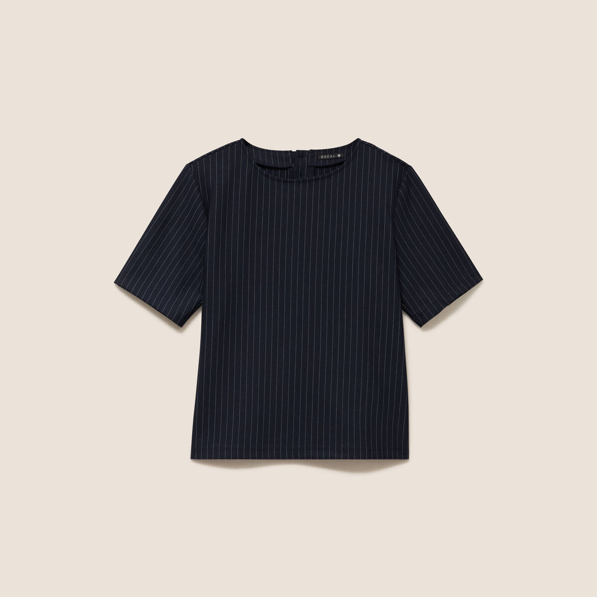 T-shirt droit col rond manches courtes bleu femme