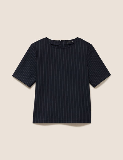 T-shirt droit col rond manches courtes bleu femme
