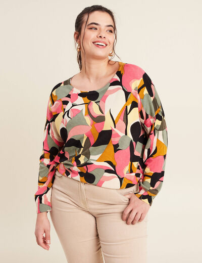 Pull manches longues multicolore femme