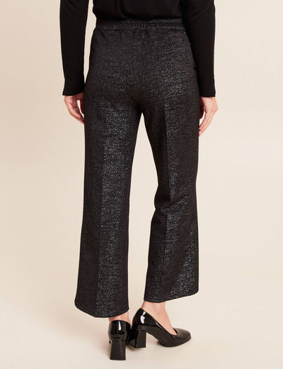 Pantalon large &agrave; paillettes noir femme