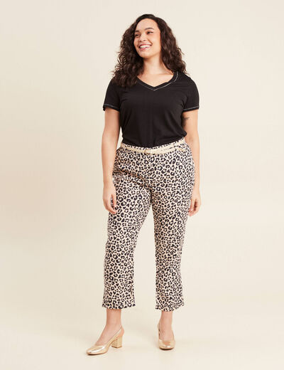 Pantalon coupe chino en lin sable femme