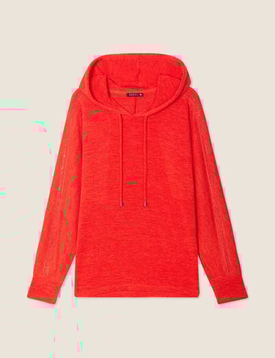 Sweat à capuche orange foncé femme