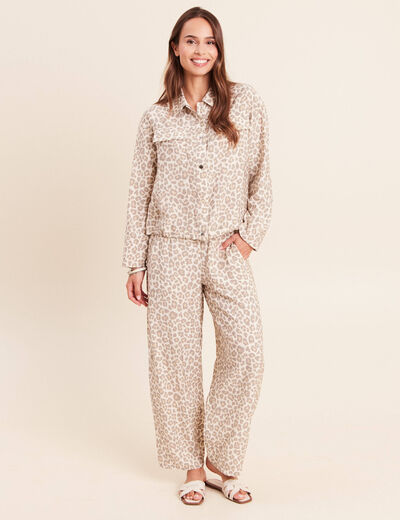 Pantalon coupe barrel taille haute blanc femme