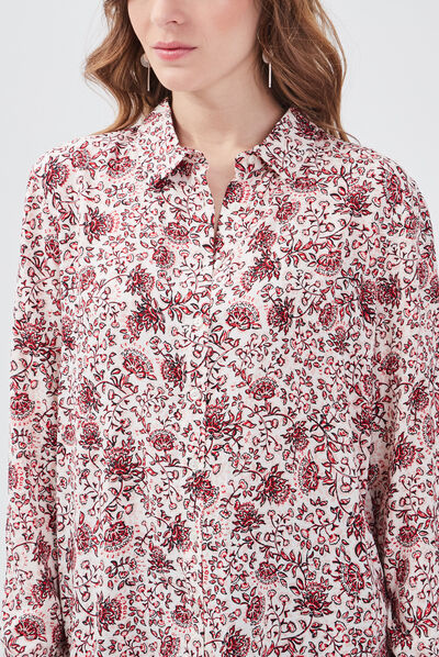 Chemise manches longues ecru femme